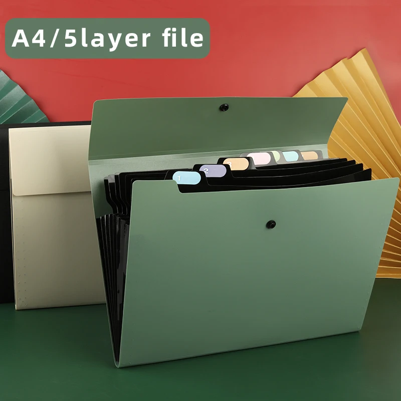 A4 Vertical Multi-Pocket Student File Organizer – 5-Section Handheld Exam Folder with Snap Closure Large Capacity
