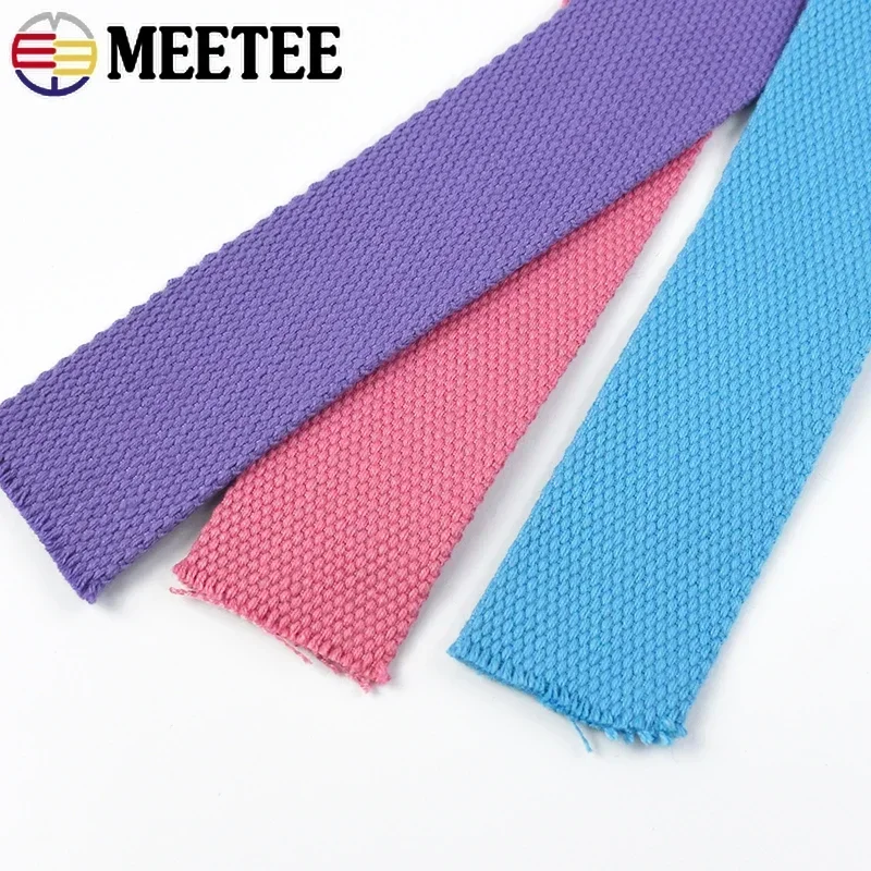 Meetee 5Meters 25mm Width 2mm Thick Canvas Cotton Ribbon Textile Webbing Tape for Bags Strap Belt Sewing DIY Craft Accessories