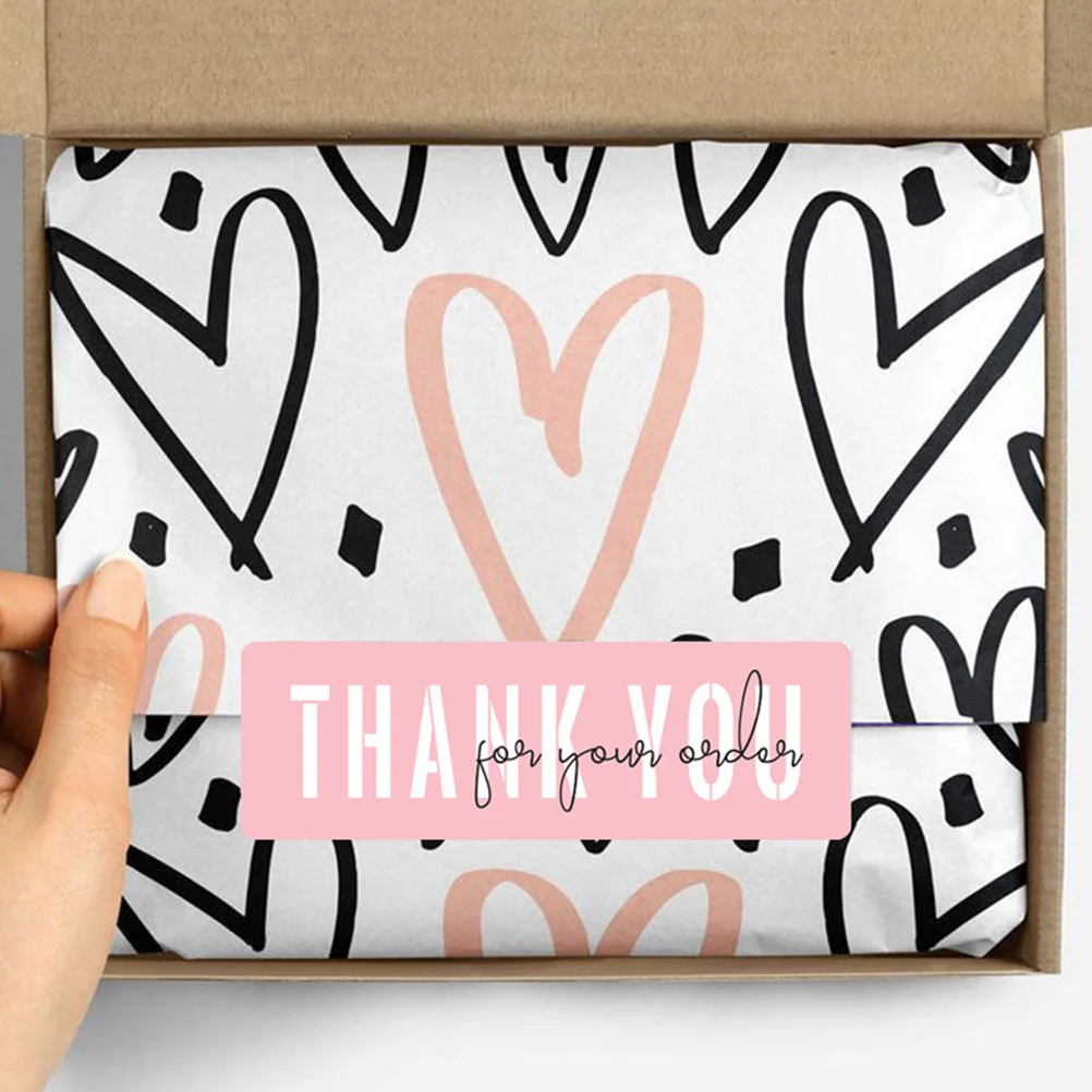 

3 Rolls Thank You Stickers Scrapbooking Self-adhesive Package Gift Bag Copper Plate Decoration