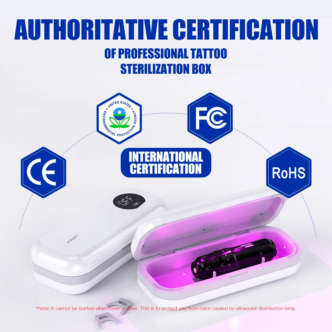 Mast Tattoo Sterilization Box for Tattoo Machine Safety UVA+UVC LED Ultraviolet Light 99.99% Germicidal Rate Tattoo Accessories