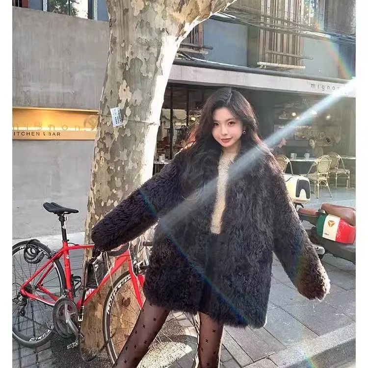 2025 autumn and winter new environmentally friendly fur medium long thick warm fashion small fragrant plush coat