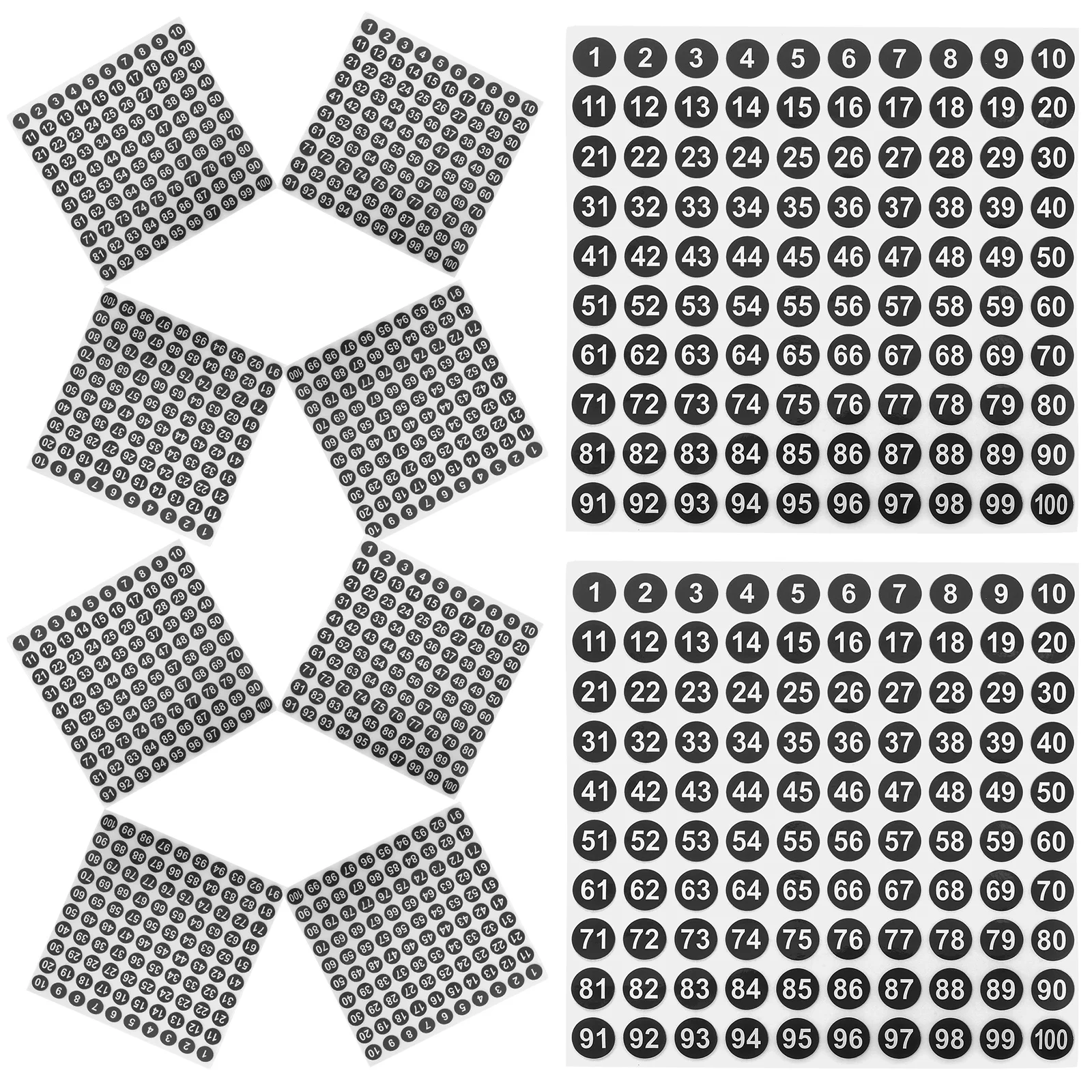 50 Sheets Round Number Stickers Waterproof Labels Marking Coding Office Numbered Copper Plate for Adhesive Identification