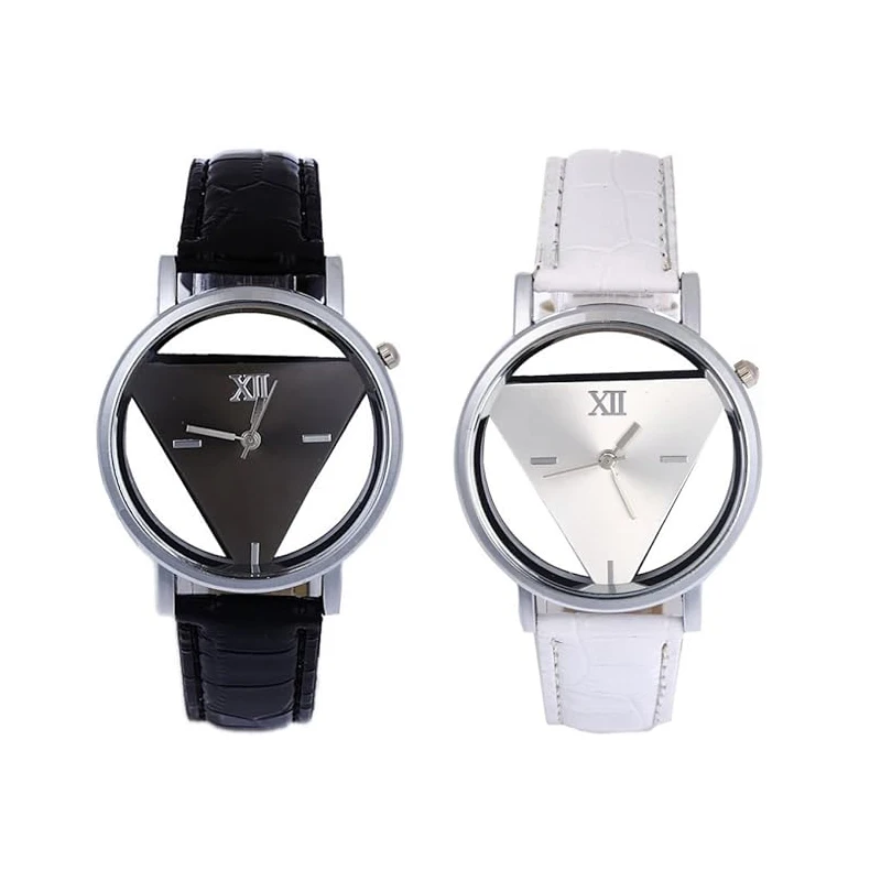 New Design Fashion Ladies Watches Elegant Hollow Triangle Watch Women Thin Leather Strap Quartz Watch  Relogio