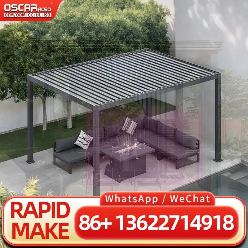 

Waterproof Opening Roof Louvered Gazebo and Tent for Garden Patio Backyard Outdoor Shelter pergolas