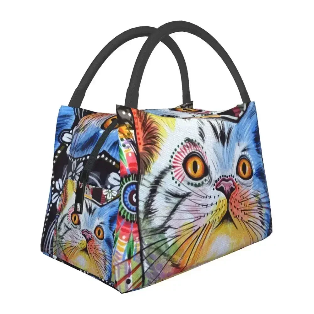 

Custom The Artistic Cat Floral Lunch Bags Women Cooler Thermal Insulated Lunch Boxes for Work Pinic or Travel