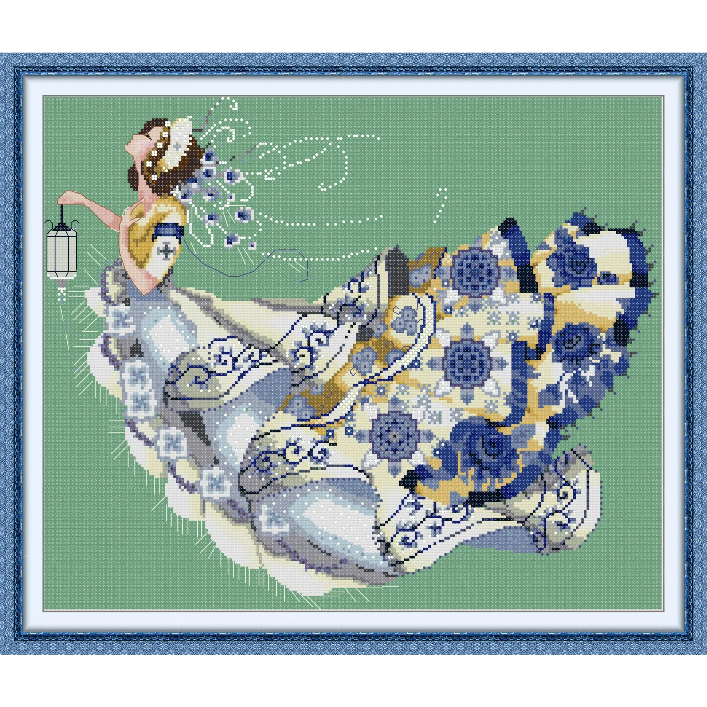 

Soulgift News Набор для вышивки крестом с предварительной печатью, штампованная ткань Аида с нитками DMC, набор для вышивания - Фея Nightingale