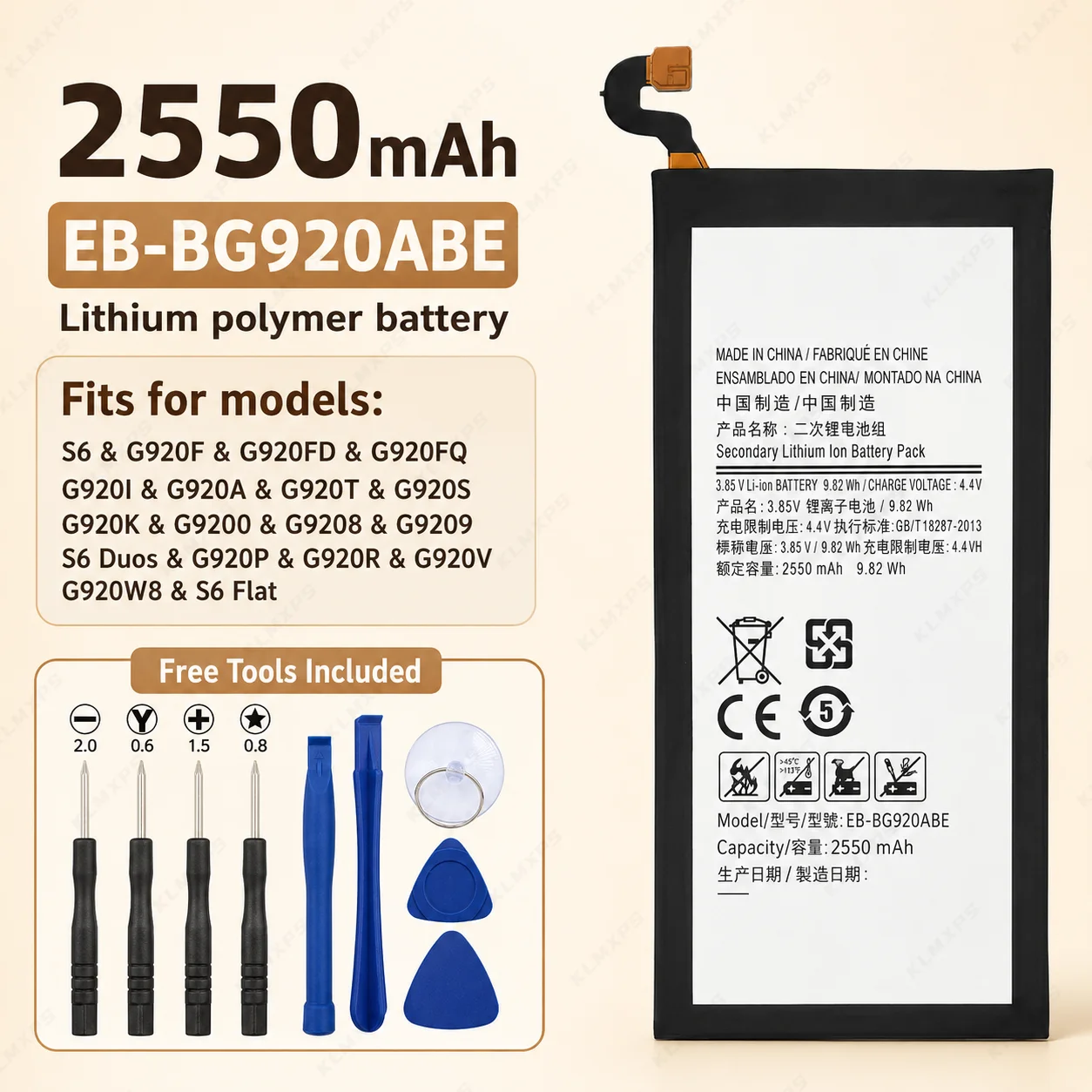 Long Lasting Replacement Battery for Samsung Galaxy S6 Series S7 S8 S9 S10 J5 Pro J7 Pro High Capacity Internal Battery