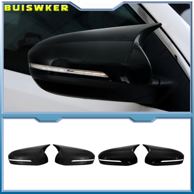 For KIA K5 Optima 2011-2015 Auto Car Body Side Door Rearview Mirror Cover Sticker Trim ABS Carbon Fiber Style Black