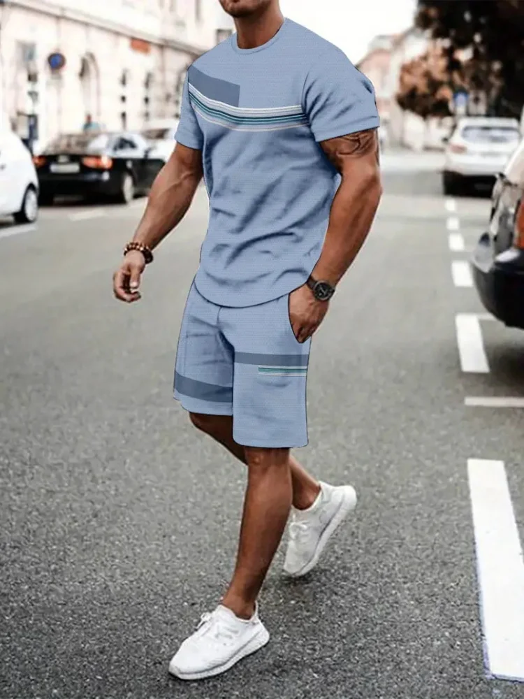 Summer Trend Casual Men's Suit Creative Lettering Print Summer Beach Vacation Casual Wear Casual Short Sleeve Shorts 2 Pieces