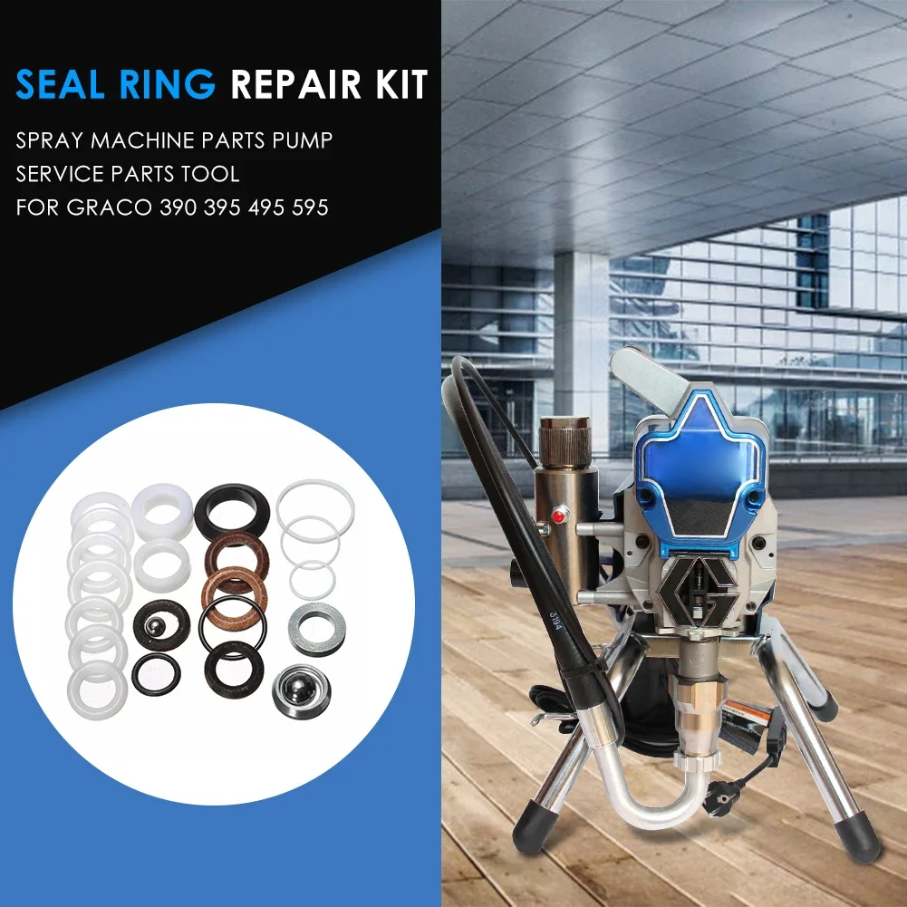 23pcs Paint Sprayer Seal Ring Repair Kit 13mm-29mm  For Graco 390 395 490 495 595 For Paint Sprayer O Rings Gasket Repair Set