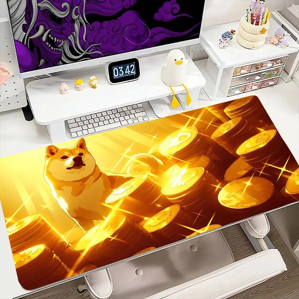 

Коврик для мыши Dogecoin 900x400 мм, большой игровой коврик для мыши, геймерский резиновый коврик против морщин, противоскользящий нижний настольный коврик