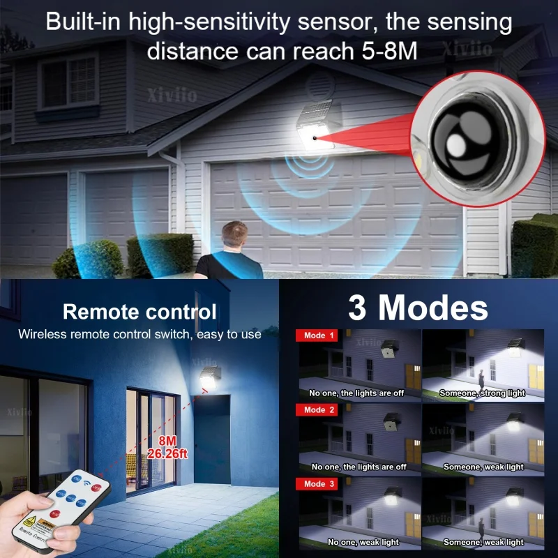 NEW 137LED Outdoor Solar Lights Motion Sensor Security Wall Lighting Patio Garden Door Street Light Portable Hanging Night Lamps