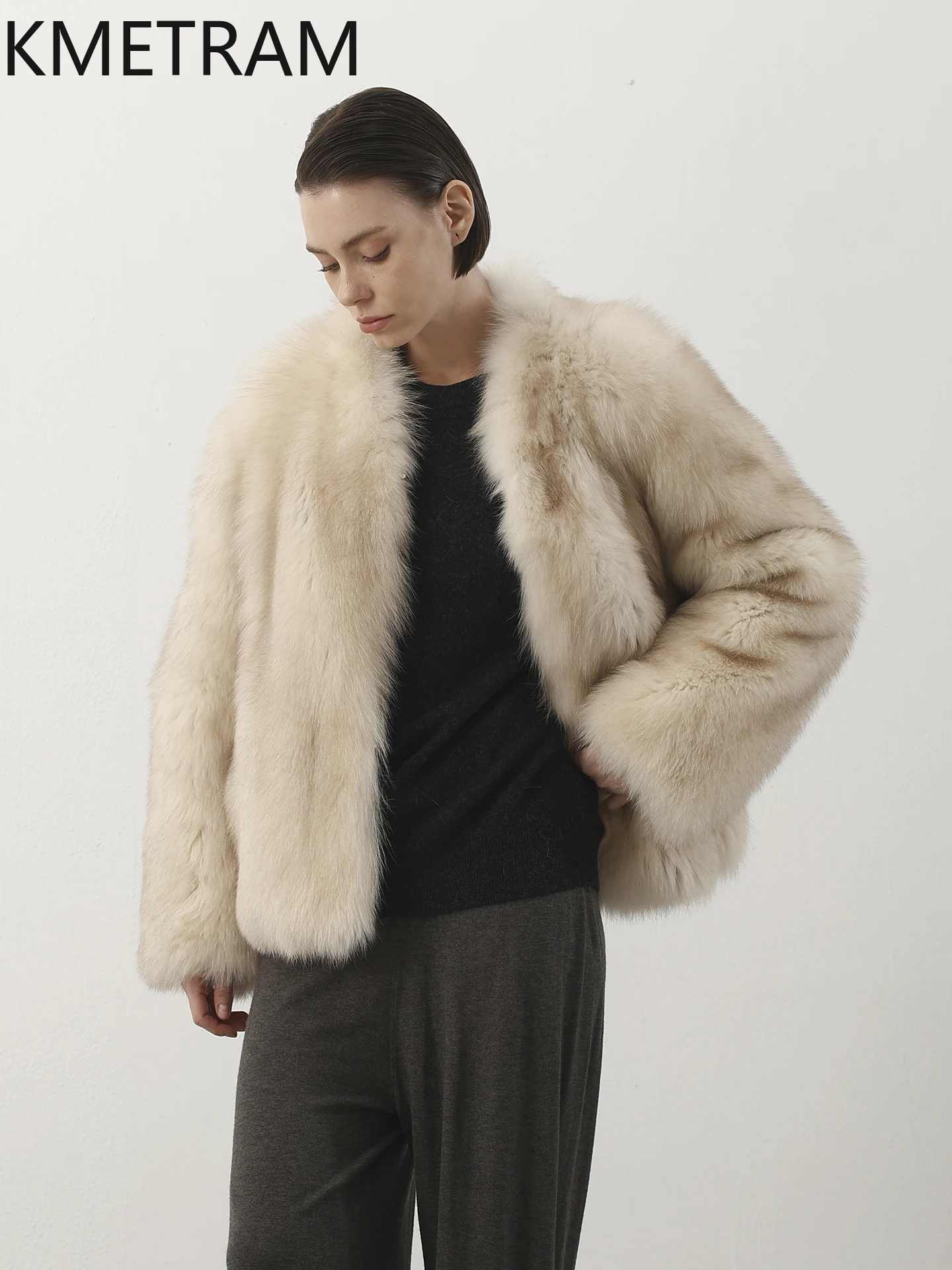 KMETRAM 100% Naturale Cappotto di Pelliccia di Volpe Donna di Lusso Breve Giacca di Pelliccia Reale Vecchio Denaro Estetica Donne Vestiti Invernali 2025 vestes femmes