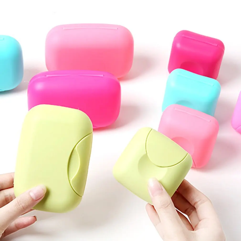 Candy Color Travel Lock Seal Soap Box Plastic Portable Toilet Soap Boxes Case Holder With Lid Sealing Bathroom Supplies