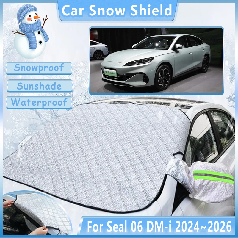 Car VisoOutdoor Winter Car Snow Cover For BYD Seal 06 DM-i 2024 2025 2026 Front Windshield Sunshades Anti-Freeze Frost Visor Acc