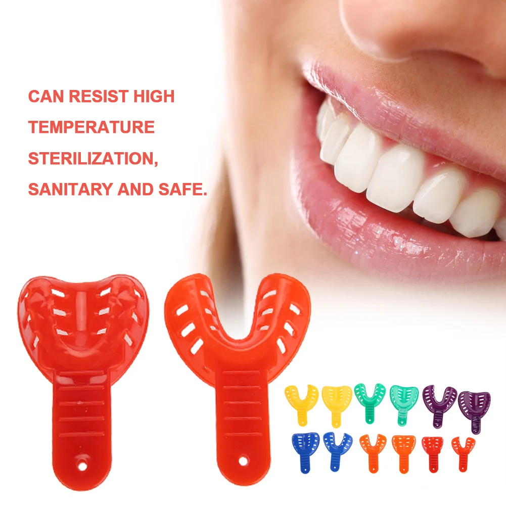 

12Pcs Dental Colored Plastic Teeth Brace Tray High Temperature Sterilizable Ergonomic Design Tooth Support Oral Tool Accessories