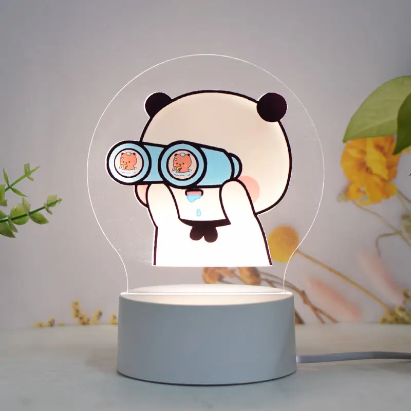 Bubu Dudu Led Night Light Cute Bear Panda Figures Lamp USB Warm Yellow Light Creative Cartoon Home Decorative Christmas Gift