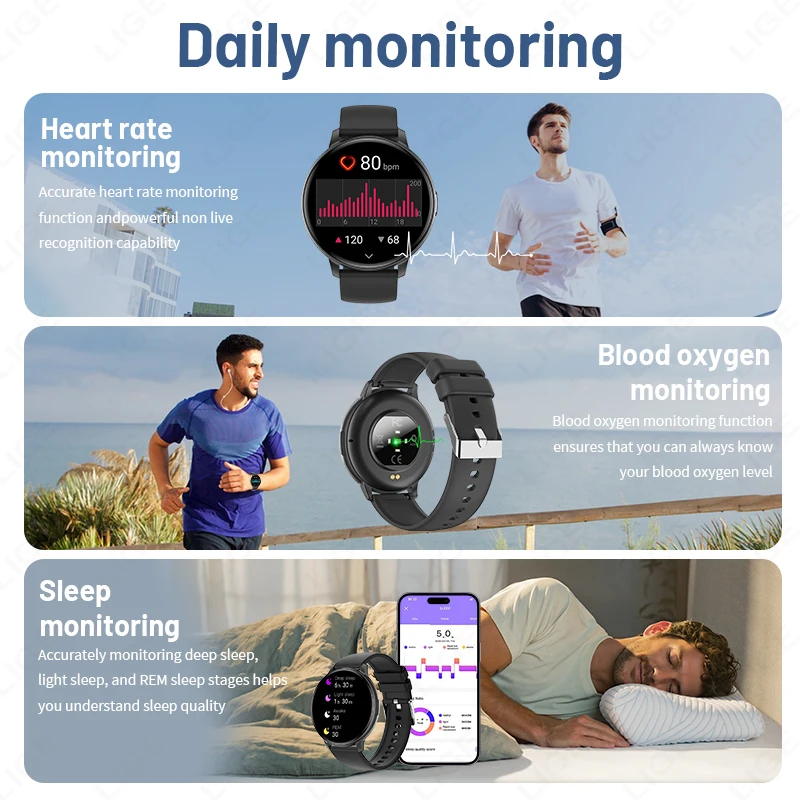 LIGE Bluetooth Call Smart Watch Men Answer Calls Multiple Sports Modes Waterproof Heart Rate Health Smartwatch For Android IOS