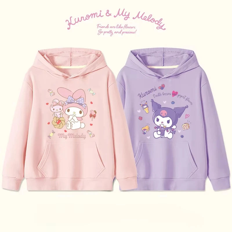 

New Arrival Pattern Kids Kuromi and Melody Hoodie Cartoon Peripheral Pullover Boys/Girls Spring Fall Hoodie Kids sports jackets