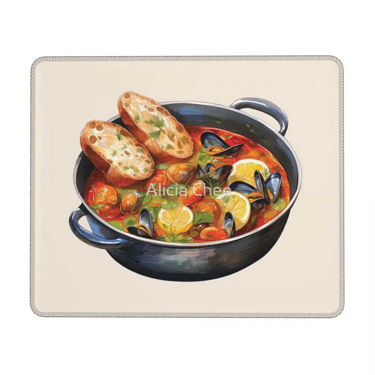 Bouillabaisse - French Seafood Stew Served With Bread Rubber Keyboard Pads