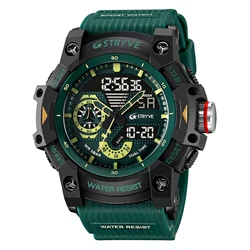 Novo relógio stryve 8029 relógio masculino popular de boa qualidade analógico-digital duplo movimento calendário luminoso relógios esportivos à prova dwaterproof água