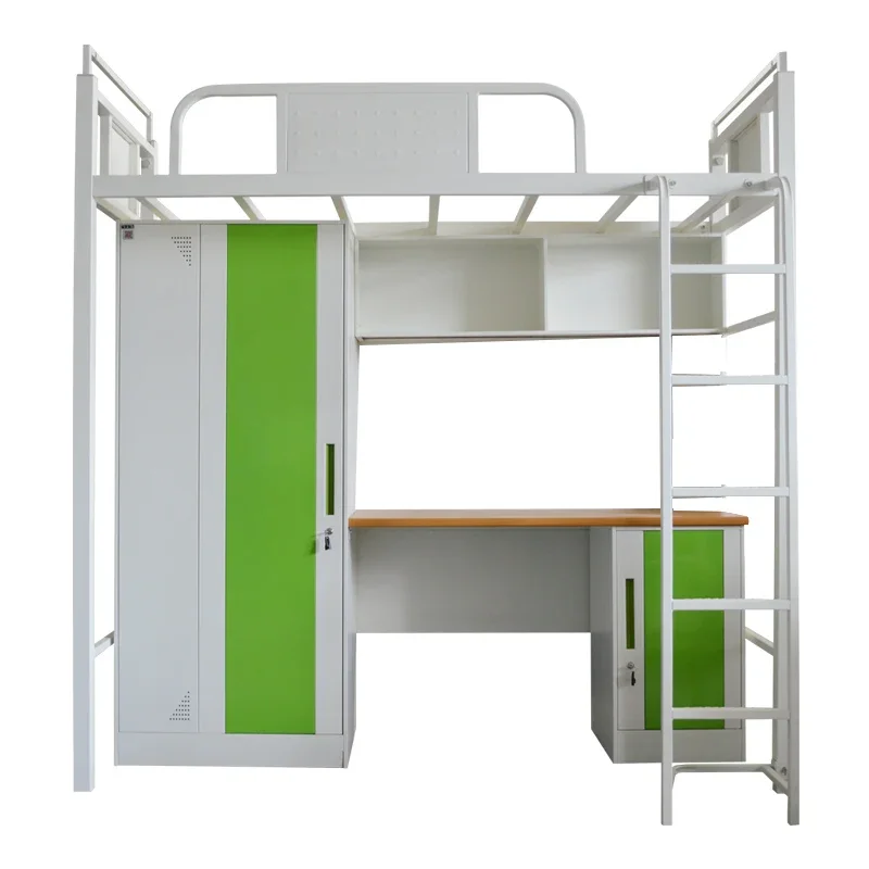 College Dorm Loft Bed Bunk Bed with Desk and Wardrobe