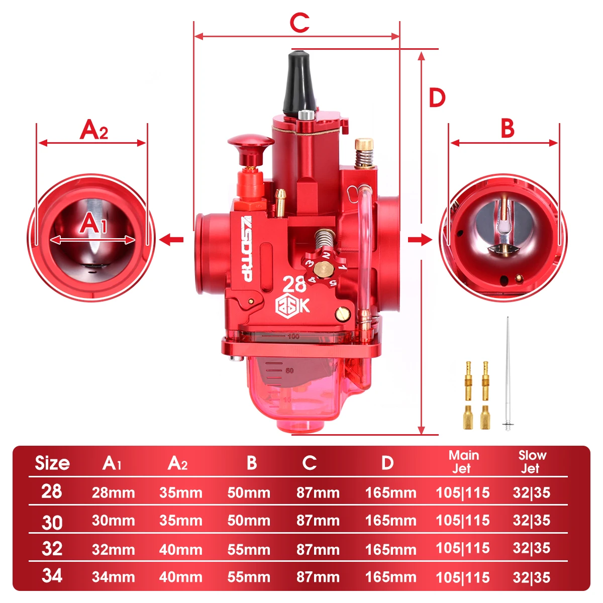 ZSDTRP CNC PWK Carburetor 28 30 32 34mm Universal Racing Carburetor for 2T 4T Engine Motorcycle Scooter ATV - view 2