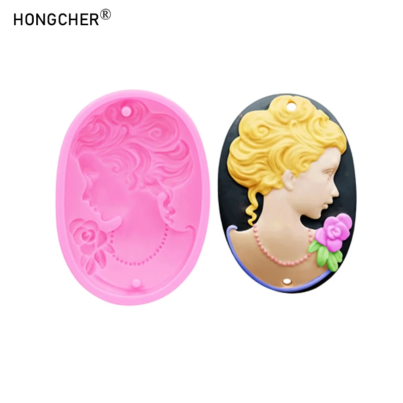 

European Classical Beauty Head Silicone Mold Embossed Cake Chocolate Sugar Drip Decorative Flip Clay Mold for Baking