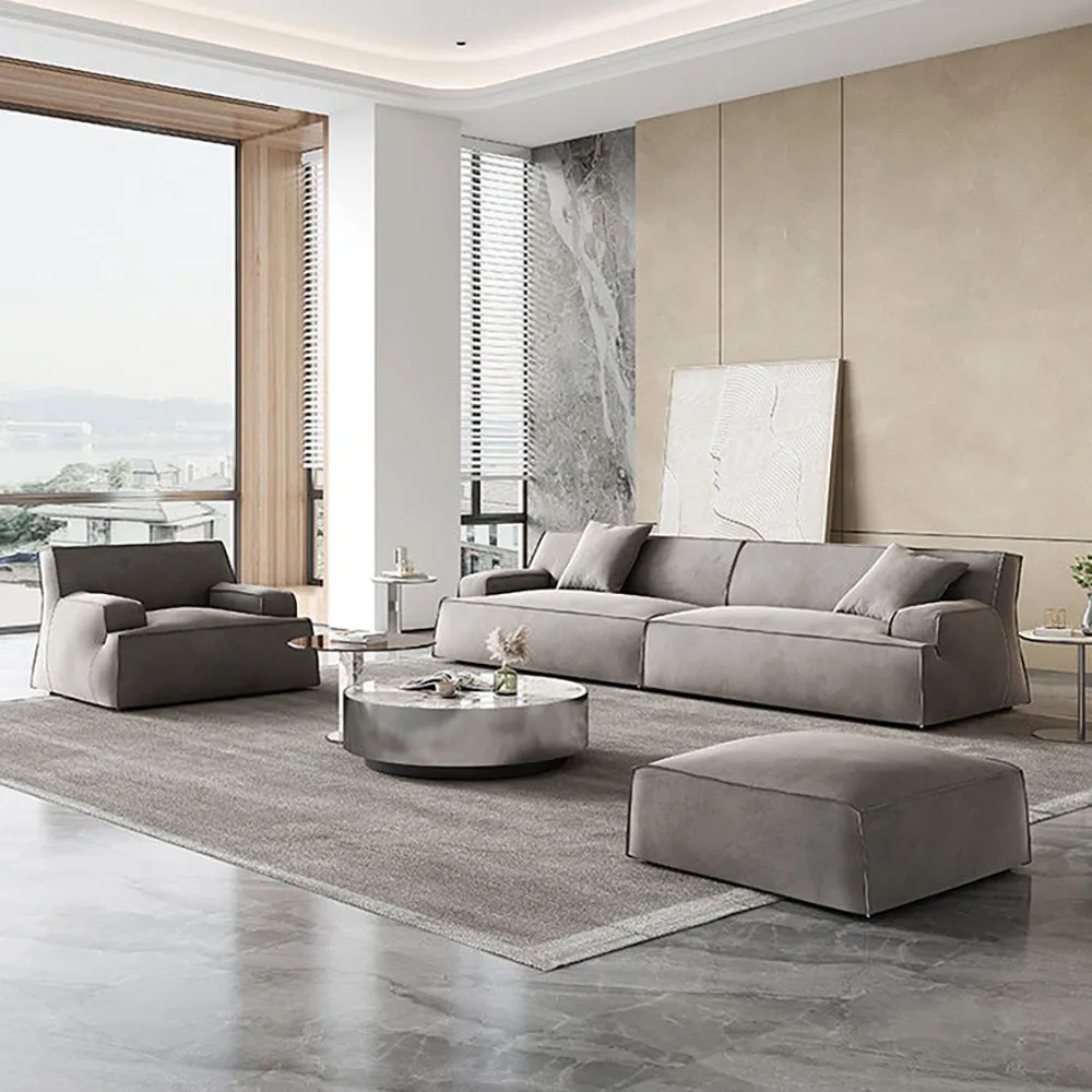 

Minimalist Damascus Scrub Fabric Modular Sectional Couch Sofa Set Leather Fabric Customized Modern Living Room Sofa