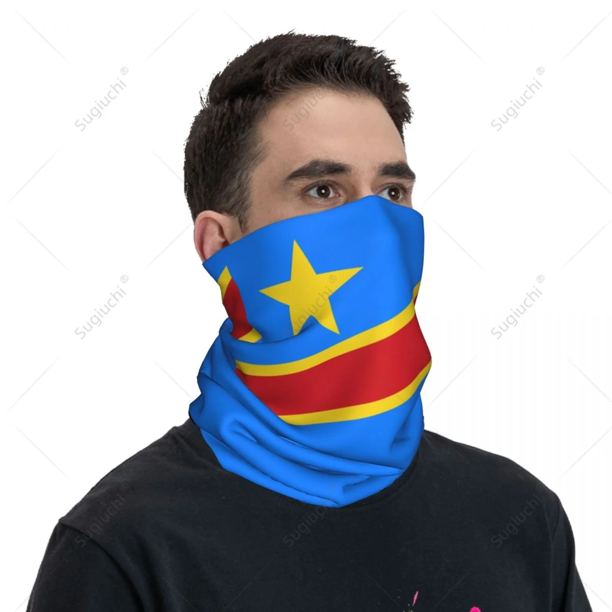 Unisex Democratic Republic Of Congo Flag Neckerchief Scarf Neck Scarves Neck Warmer Seamless Bandana Headwear Cycling Hiking