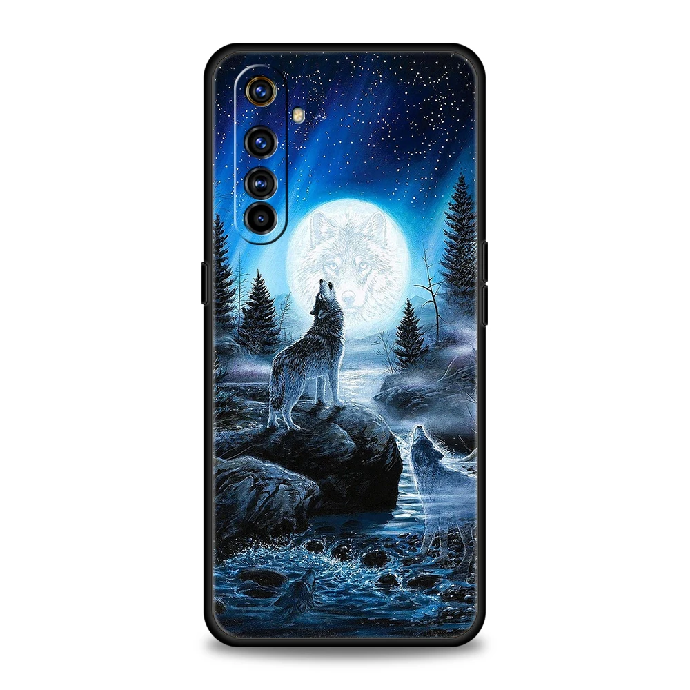 Moon Roaring Wolf Phoen Case Cover For Realme 9 8 7 6 Pro C25 C21 C21Y C11 C35 GT2 GT Neo 2 3 3T Pro Plus 5G Silicone Shell Bag