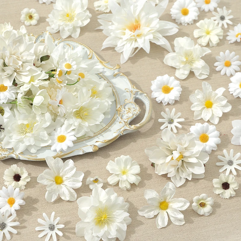 20/50 Stück Künstliche Rosenblüten für Heimdekoration, Gartenornament, DIY, Reinweiß, Hochzeitskleid-Dekor, Outdoor-Zubehör – Detail 6