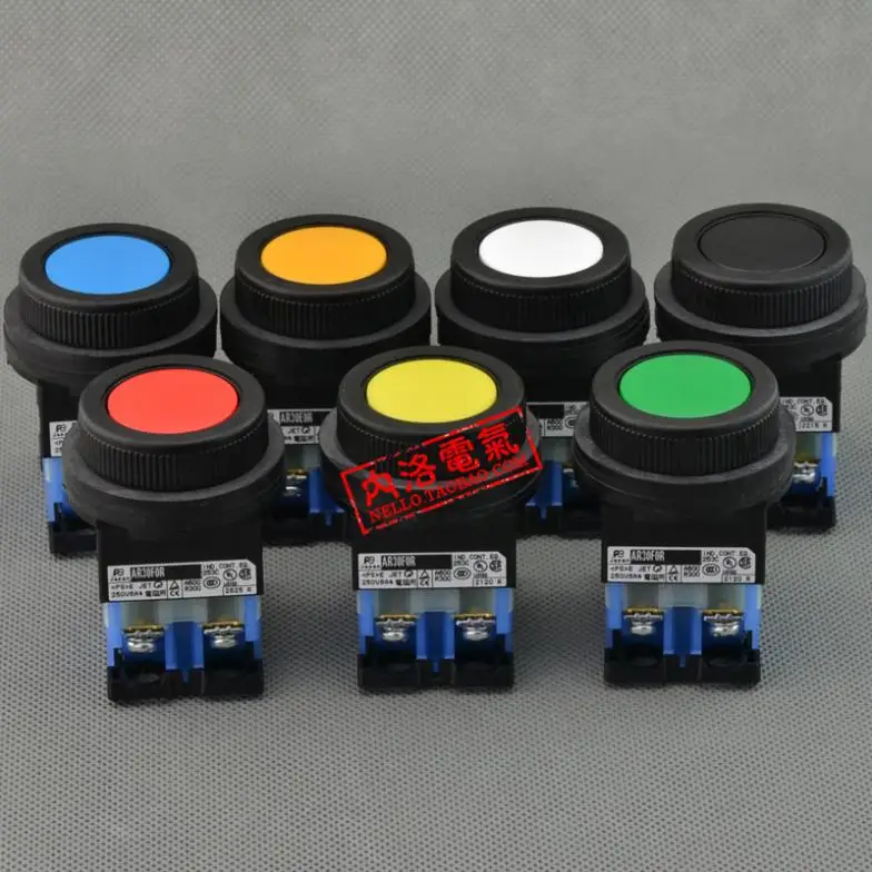 Original FUJI 30mm flat head push button switch AR30F0R AR30F0R-10 1NO 1NC 1NO1NC 2NO 2NC 2NO2NC 3NO2NC resetting --10PCS