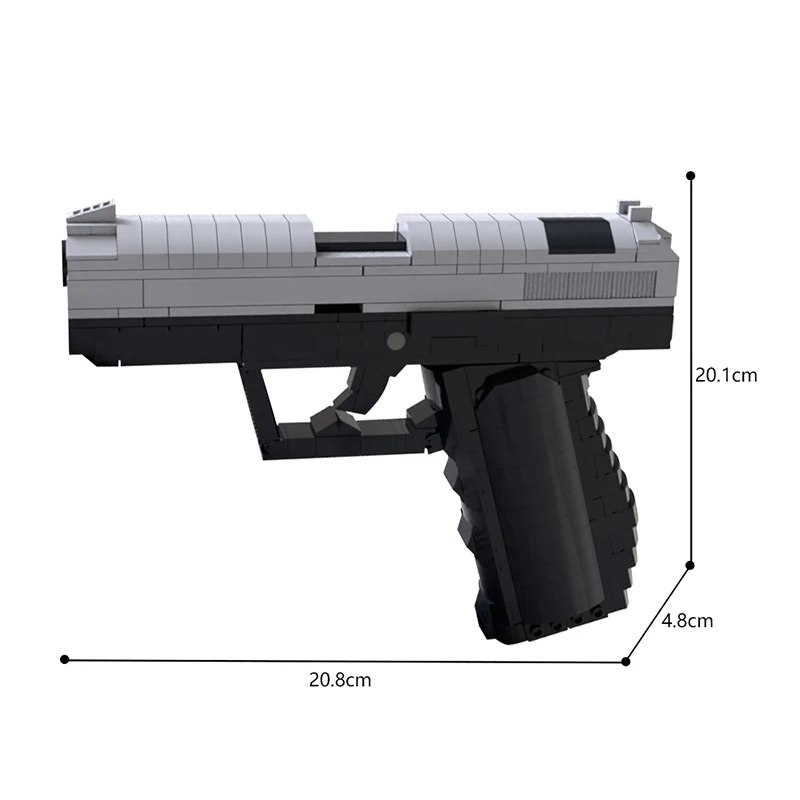 523PCS Movie Pistol Walther P99 Building Block Assembly Weapon Brick Toy Friend Family Holiday Gift Harmless ABS Material