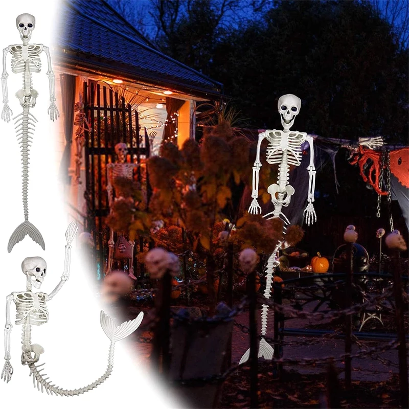 Skelet Zeemeermin Skelet Draagbare Plastic Decoratie Vis Skelet Standbeeld 80Cm Flexibel Halloween Vis Skelet Spookhuis