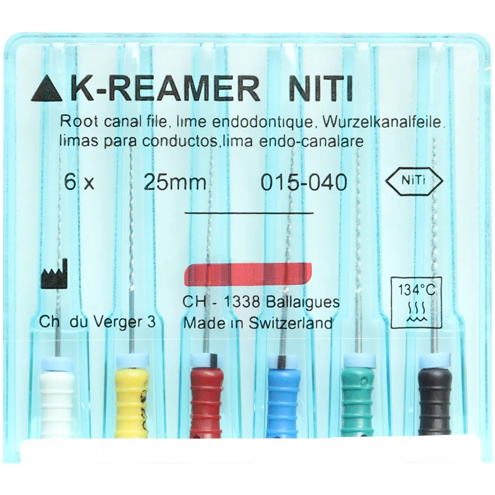 6 sztuk/paczka 21/25mm 015-040 Dental K-REAMER NiTi elastyczny Endo kanał korzeniowy do użytku ręcznego K pliki endodontyczne materiały