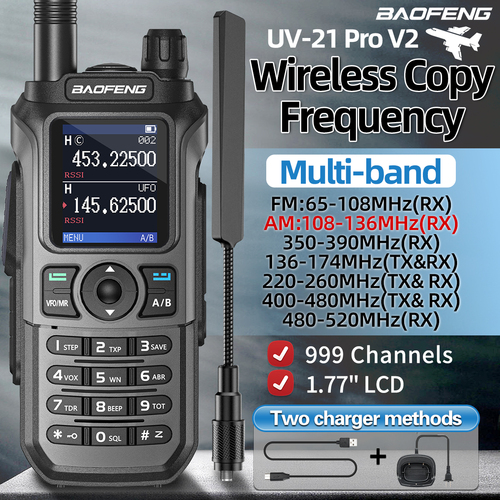 Baofeng UV 21 Pro Wireless Copy Frequency Walkie Talkie 16 KM AM Long Range Waterproof Multi-Band Type-C Charger Ham Radio UV 5R - View 1 Baofeng UV 21 Pro Wireless Copy Frequency Walkie Talkie 16 KM AM Long Range Waterproof Multi-Band Type-C Charger Ham Radio UV 5R - View 1