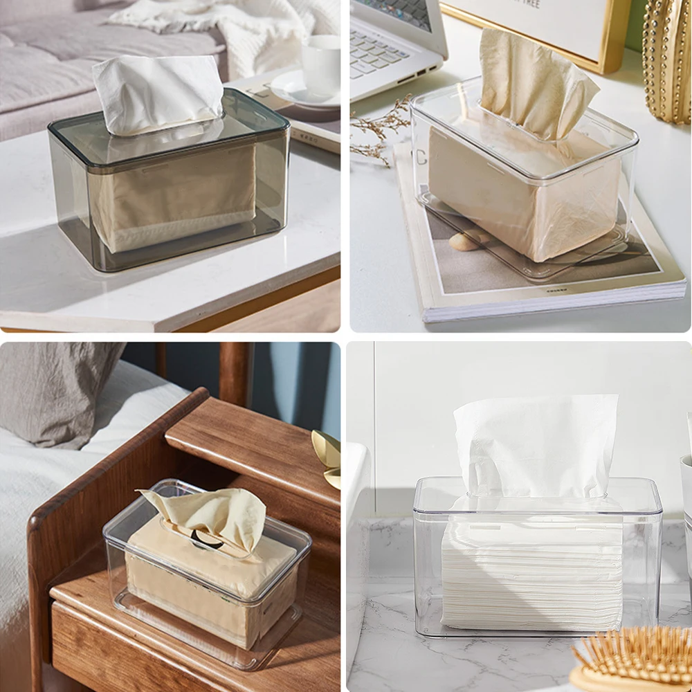 Exquisite tissue box high-grade draw paper box acrylic household coffee table multi-function remote control desktop storage box