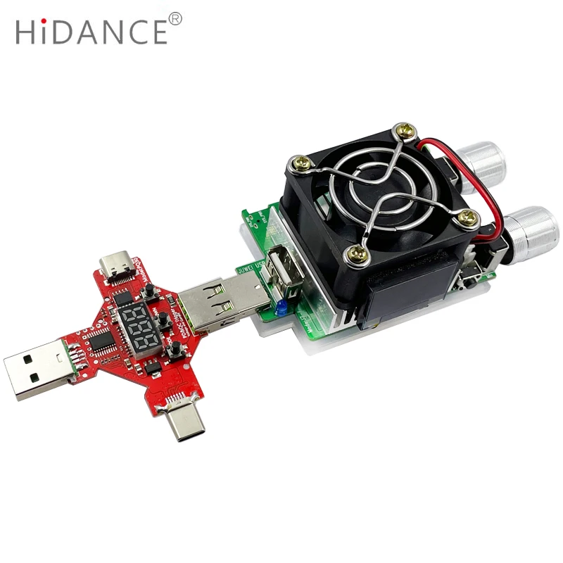 35W Constant Current Double Adjustable Electronic Load + PD2.0/3.0 QC2.0/3.0 Triggers Quick Voltage USB Tester Aging Discharge