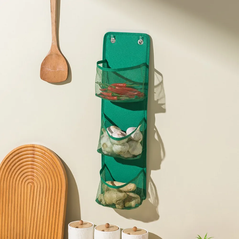 

Large Capacity Mesh Storage Basket Space Saving Breathable Wall Mounted Basket No Drill Seasoning Sorting Bag Closet Door