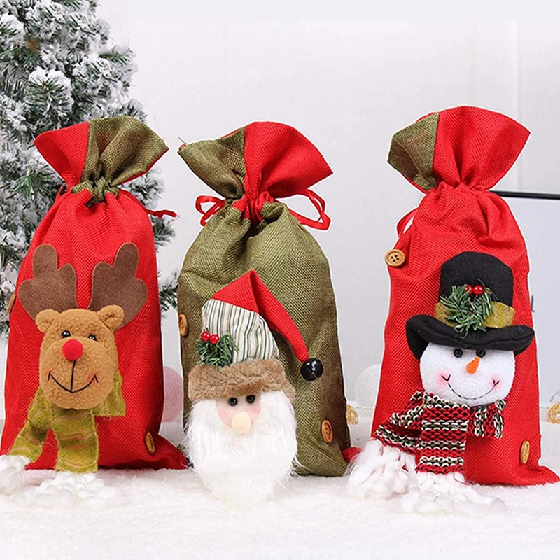 Christmas Wine Bottle Bags Cute Santa Snowman Reindeer Wine Bottle Covers Table Decorations for New Year