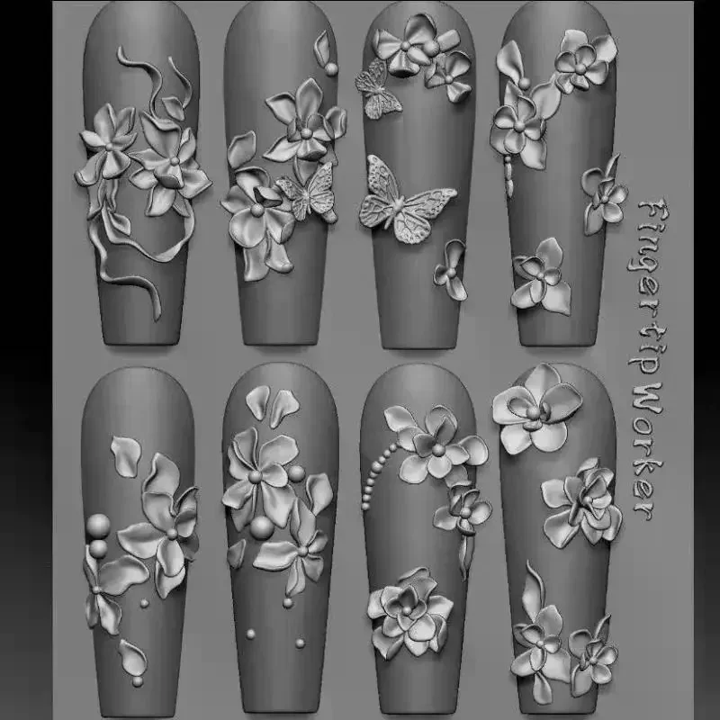 แม่พิมพ์ซิลิโคน 3 มิติ สำหรับทำเล็บลายดอกไม้ โบว์ ผีเสื้อ แบบใส สำหรับตกแต่งเล็บ DIY แผ่นปั๊มลายเล็บ อุปกรณ์ทำเล็บ
