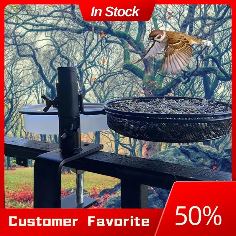 

Top Sale Railing Clamp Bird Feeder Adjustable Height Deck Bird Feeders With Clamp Bird Feeding Station Flower Pot Stand 360Degre