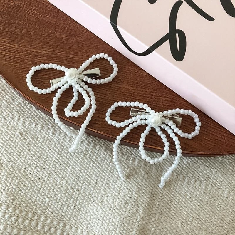

Artificial Pearls Bows Hair Clip Hairpin French Women Hair Barrettes 15UB