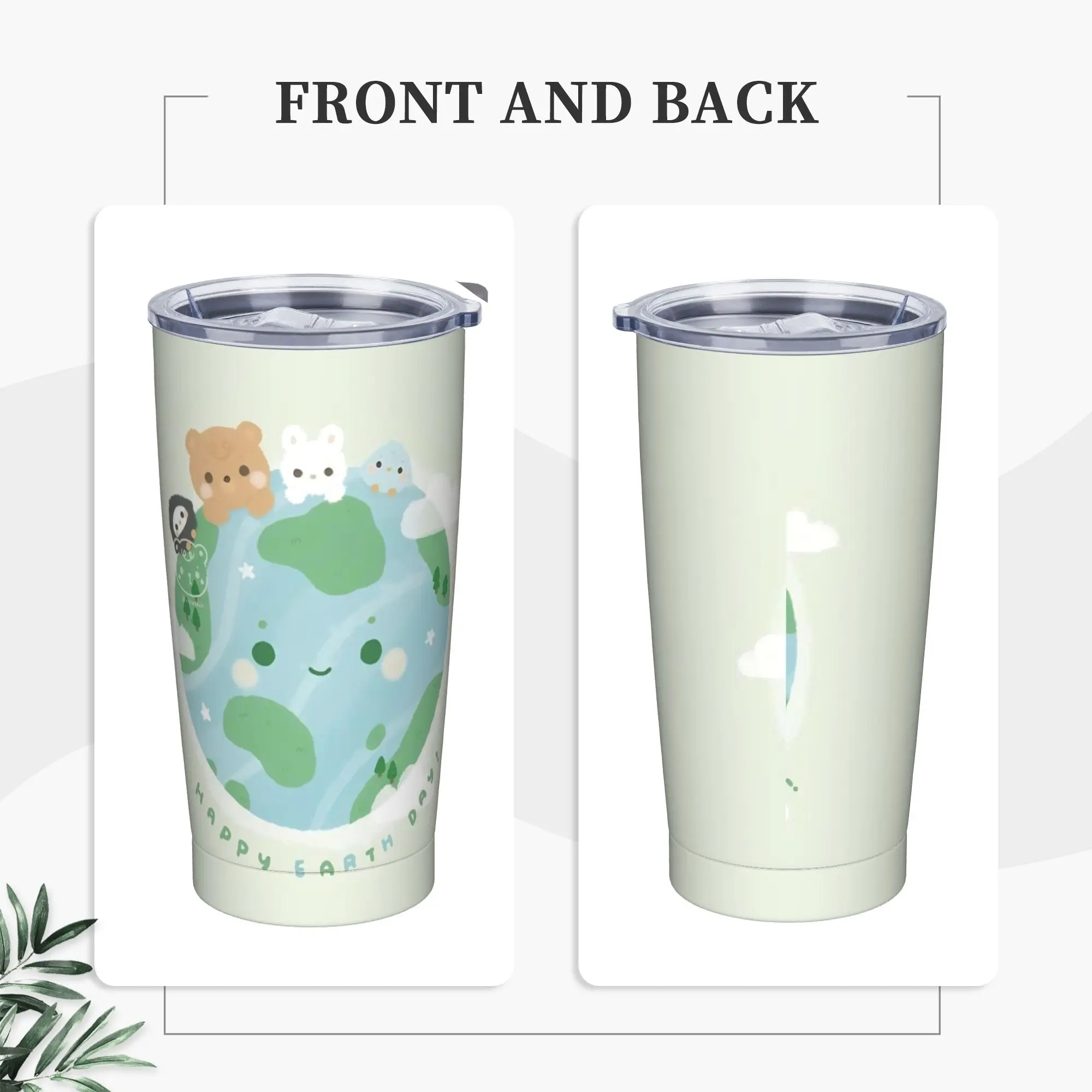 Earth Day Floral Cute & Peaceful Planet 2026 Tumbler Vacuum Insulated  Thermal Cup Stainless Steel Home Mug Water Bottle, 20oz