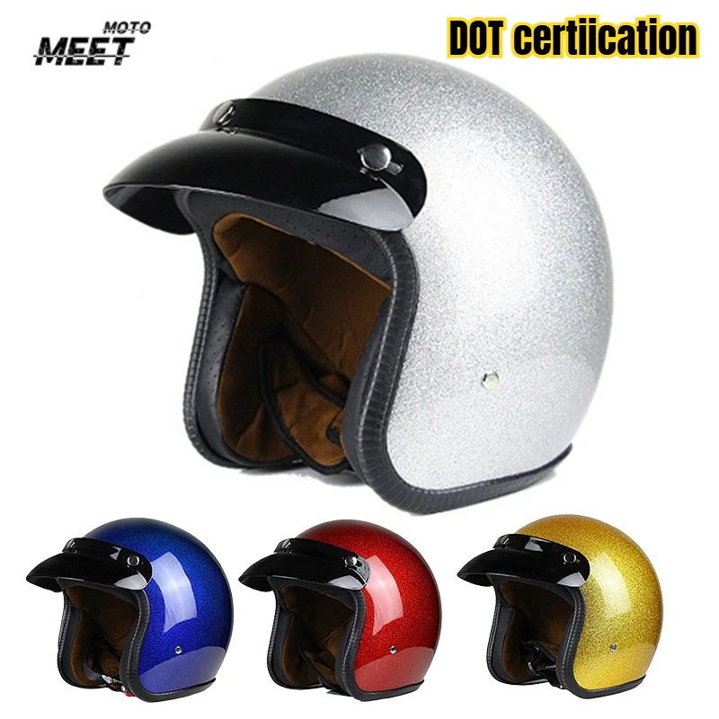 

Розовый винтажный мотоциклетный шлем открытого типа, одобренный DOT, ретро-мотошлем (Casco, Capacete, Casque)