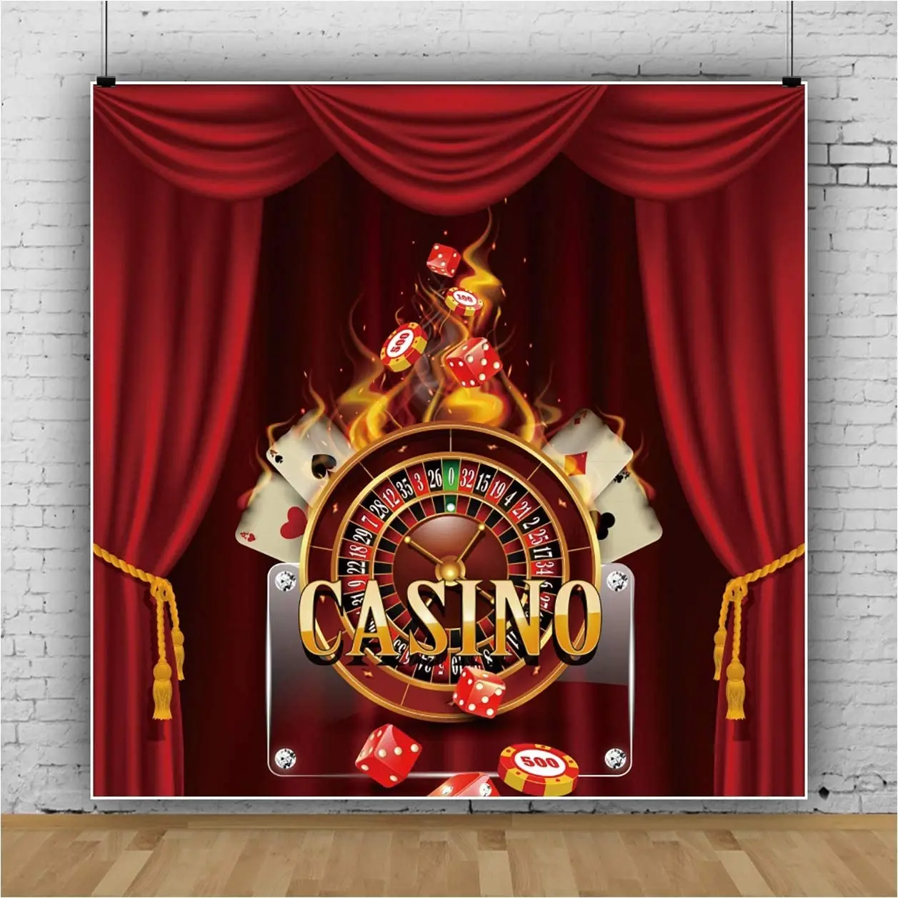 Casino Theme Birthday Party Photography Backdrop Red Curtains Dice Texas Poker Card Chip Background Gambling Travel Boys Girls