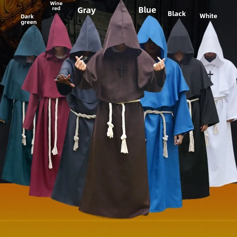 

New Halloween Men Medieval Monk Robes Monk Costumes Wizard Costumes Priest Costumes Cosplay