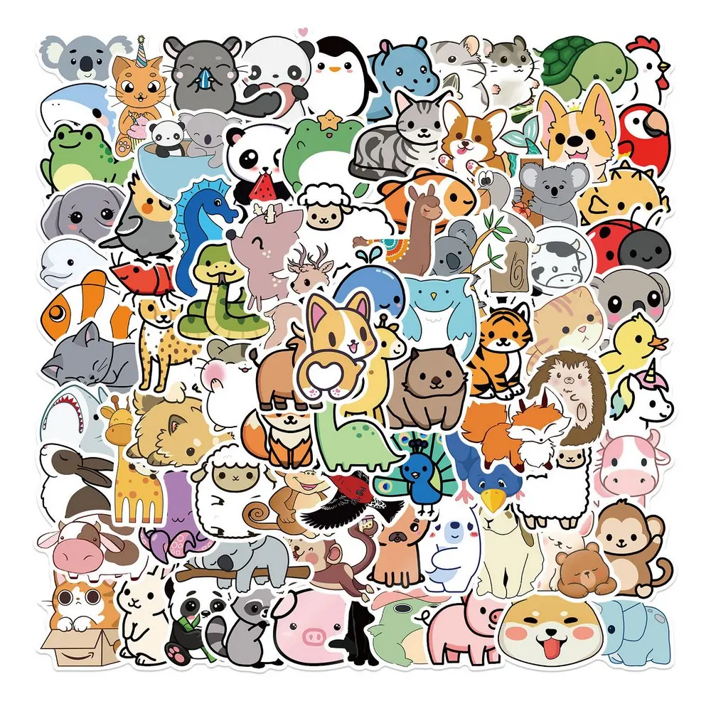 100 Uds pegatinas de animales lindos de dibujos animados funda de teléfono portátil diario cuaderno pegatina de libro de recuerdos pegatina de mascotas para niños niña regalo juguete