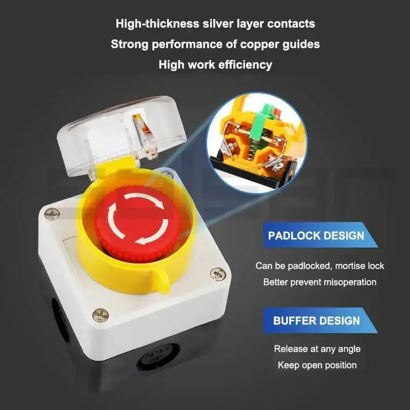 Picture 3: Emergency Stop Push Button Switch Control Box Elevator With Protection Cover Waterproof Enclosure 22mm Mounted